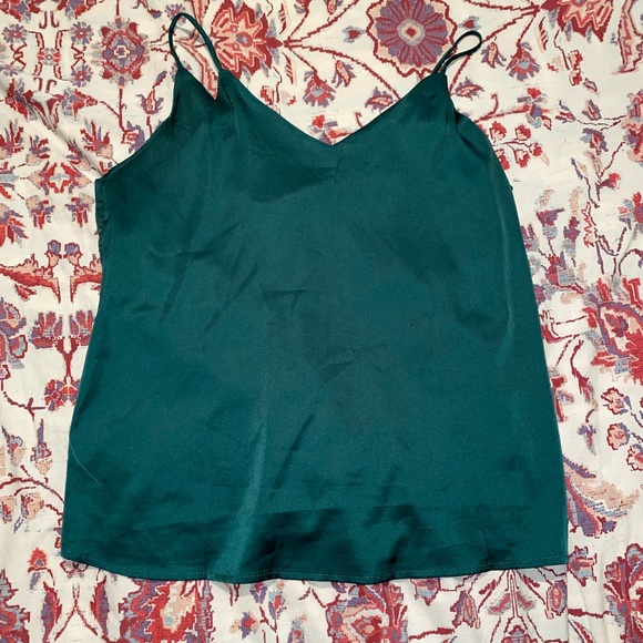 emerald green silk tank top